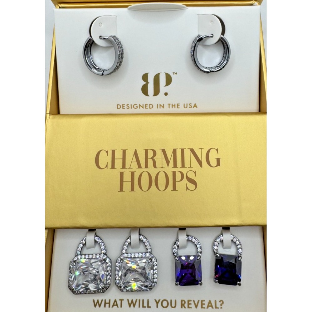 Bomb Party Charming Hoops ER85441 It Was All A Dream Purple Topaz Earrings NEW